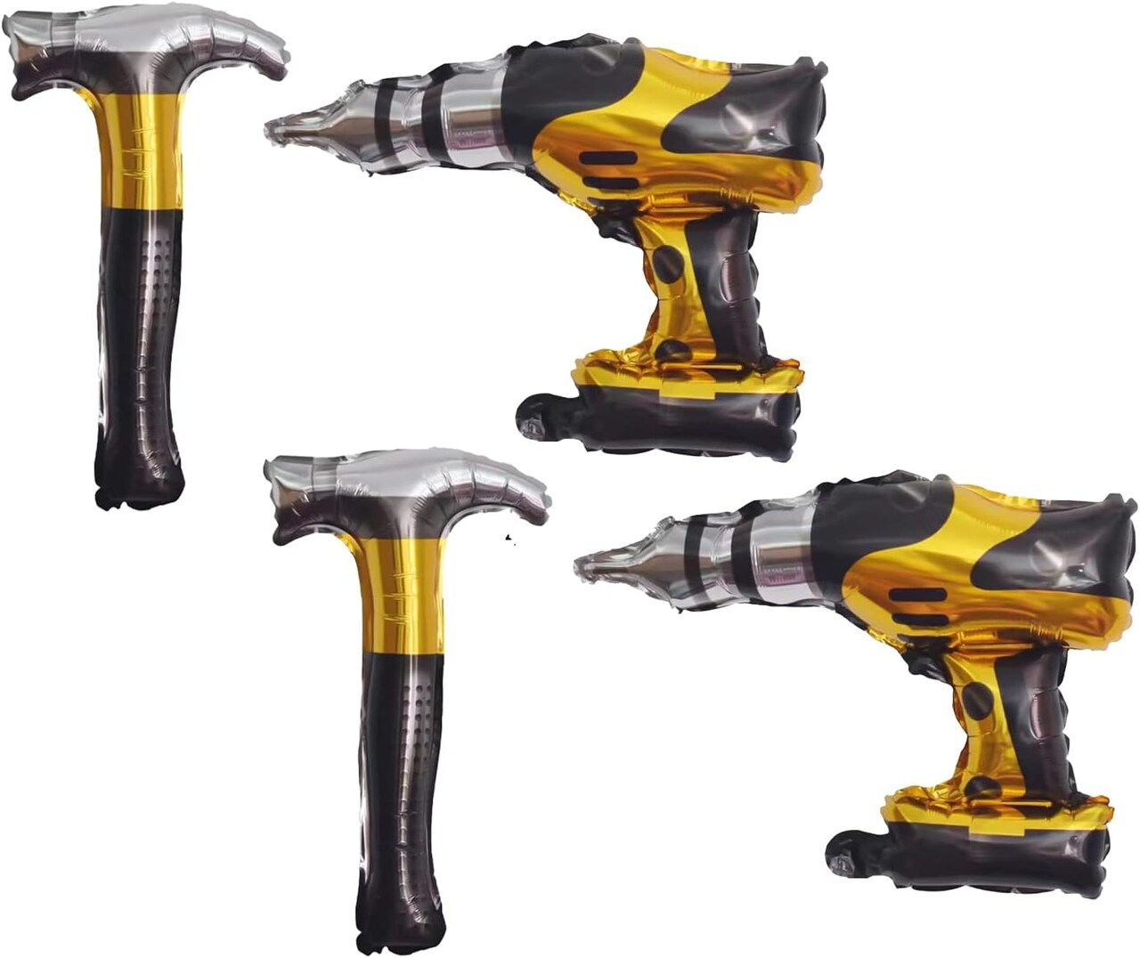 4PCS Hammer Mylar Foil Balloons Drill Balloons for Car Construction Birthday Themed Party Decoration Baby Shower